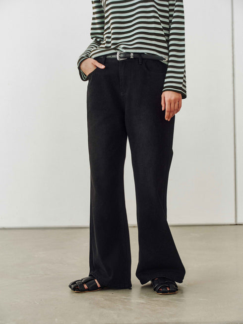 Shadow Fade Wide Jeans - Black
